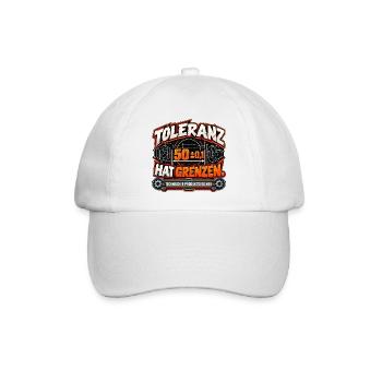 Produktdesigner – Toleranz hat Grenzen - Baseballkappe - Weiß/Weiß - Vorne