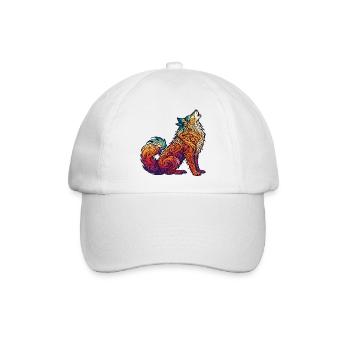 Bunter Wolf Tribal Muster - Baseballkappe - Weiß/Weiß - Vorne
