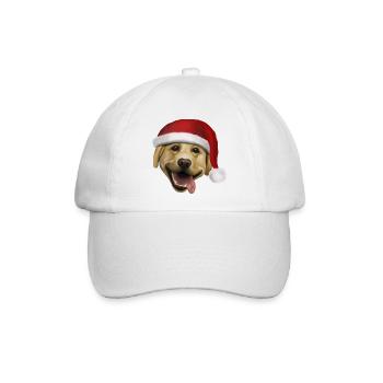 Labrador mit Weihnachtsmütze - Weihnachtshund - Baseballkappe - Weiß/Weiß - Vorne