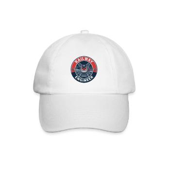 Eisenbahnlokführer-Hochgeschwindigkeitszug-Abzeichen als Geschenk - Baseballkappe - Weiß/Weiß - Vorne