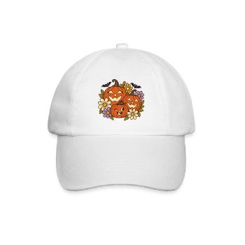 Kürbisfreude Herbstblumen - Baseballkappe - Weiß/Weiß - Vorne