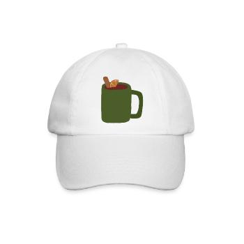 Glühweinbecher Illustration - Baseballkappe - Weiß/Weiß - Vorne