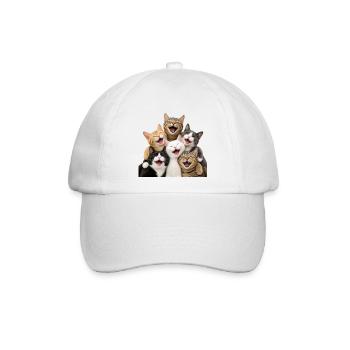 Katzenlachen in einer mehrfarbigen Horde - Baseballkappe - Weiß/Weiß - Vorne