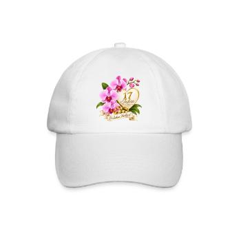 17.Hochzeitstag , Orchideen Hochzeit 17 Jahre - Baseballkappe - Weiß/Weiß - Vorne