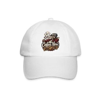 Lustiges Kaffee Skelett Design - Baseballkappe - Weiß/Weiß - Vorne