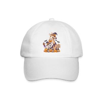 Halloween-Kuschel Giraffe Koala Jack-o-Lantern - Baseballkappe - Weiß/Weiß - Vorne