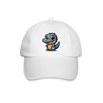Lustiger Krokodil Dino mit breitem Grinsen - Baseballkappe - Weiß/Weiß - Vorne