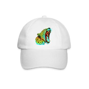 Brüllender Psychodelischer Neonleopard - Baseballkappe - Weiß/Weiß - Vorne