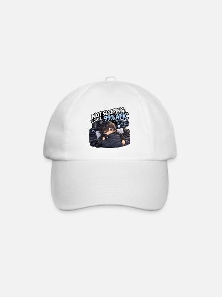 Nicht Schlafen 99% AFK Gamer - Baseballkappe - Weiß/Weiß