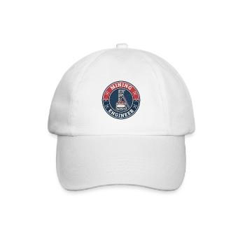 Vintage Mining Engineer Headframe-Wagenabzeichen-Deckel - Baseballkappe - Weiß/Weiß - Vorne