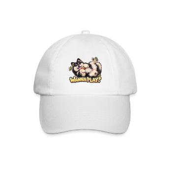Finnischer Lapphund – möchtest du spielen? - Baseballkappe - Weiß/Weiß - Vorne