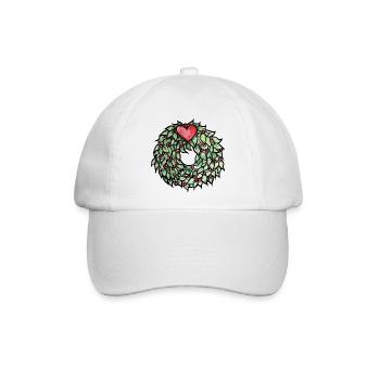 Herzkranz aus grünen Blättern - Baseballkappe - Weiß/Weiß - Vorne