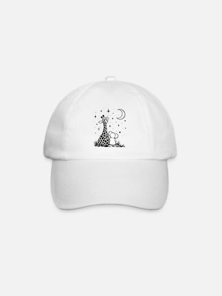 Giraffenwelpen-Mondnacht - Baseballkappe - Weiß/Weiß