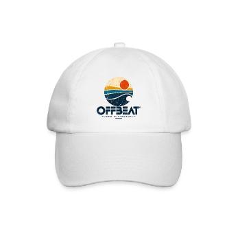 OFFBEAT – Retro Surf Logo - Baseballkappe - Weiß/Weiß - Vorne
