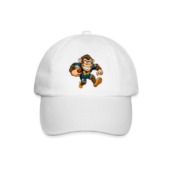 Affe Rugbyspieler - Baseballkappe - Weiß/Weiß - Vorne