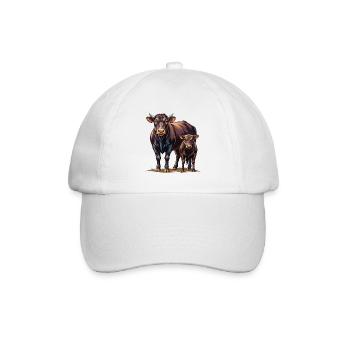Angus-Kuh-Kalb-Paar - Baseballkappe - Weiß/Weiß - Vorne