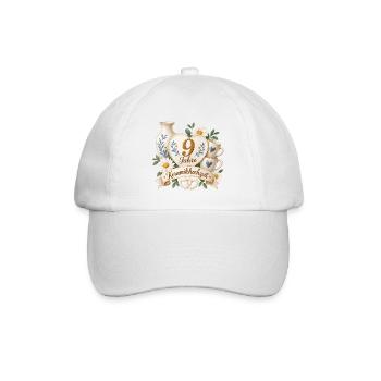 9.Hochzeitstag , 9 Jahre , Keramikhochzeit - Baseballkappe - Weiß/Weiß - Vorne