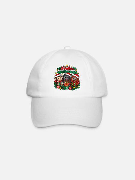Weihnachts Affen - Baseballkappe - Weiß/Weiß