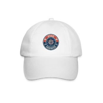 Vintage HVAC-Ingenieur Lüftungskanal-Lüfter-Abzeichen - Baseballkappe - Weiß/Weiß - Vorne