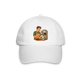 Geschenk für neue Hobby-Baristas mit Siebträger - Baseballkappe - Weiß/Weiß - Vorne