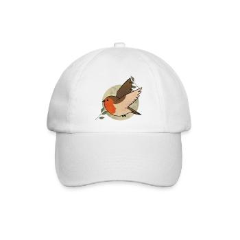 Aquarell Robin auf Kreis - Baseballkappe - Weiß/Weiß - Vorne