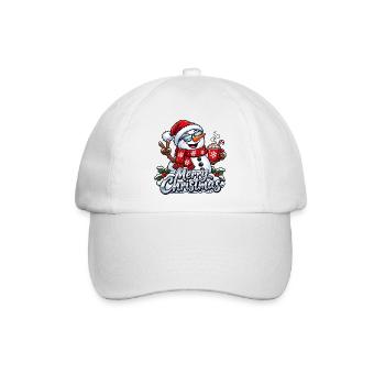 Lustiger Schneemann mit Sonnenbrille Frohe Weihnachten - Baseballkappe - Weiß/Weiß - Vorne