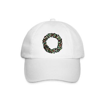 Smaragdgrüner Kranz mit roten Beeren - Baseballkappe - Weiß/Weiß - Vorne