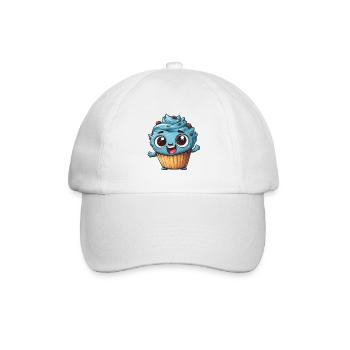 Blauer Cupcake Mascot Design - Baseballkappe - Weiß/Weiß - Vorne