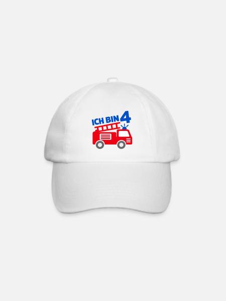 Ich bin 4 Feuerwehr - Baseballkappe - Weiß/Weiß