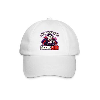 Halloween-Vampir – Ich sauge nur noch, Akkus leer - Baseballkappe - Weiß/Weiß - Vorne
