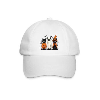 Drei Schrecklich Süße Katzen Halloween - Baseballkappe - Weiß/Weiß - Vorne
