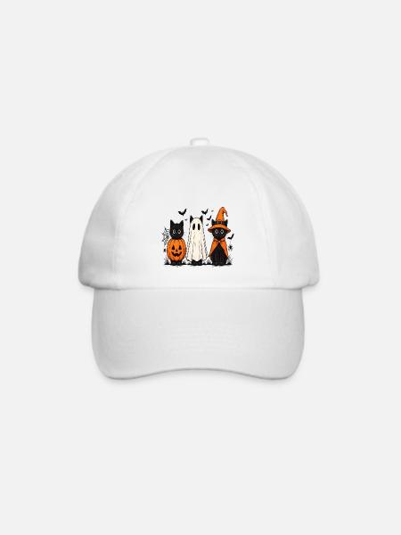Drei Schrecklich Süße Katzen Halloween - Baseballkappe - Weiß/Weiß