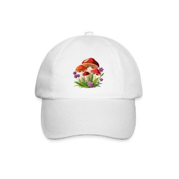 Pilze und Blumen - Baseballkappe - Weiß/Weiß - Vorne
