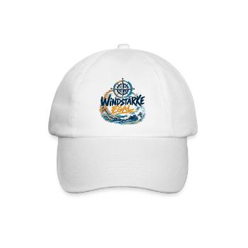 Windstärke Egal – Kompass und Wellen - Baseballkappe - Weiß/Weiß - Vorne