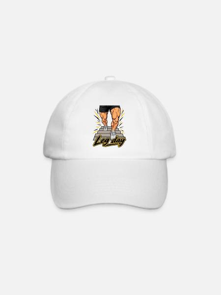Fitness Herren Outfit - Leg day - Baseballkappe - Weiß/Weiß