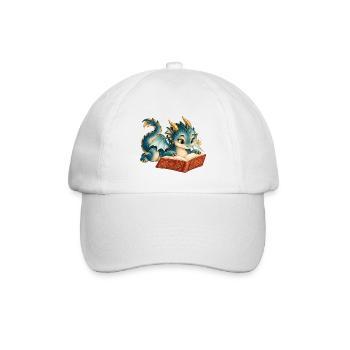 Blaues Drachen-Lesebuch - Baseballkappe - Weiß/Weiß - Vorne