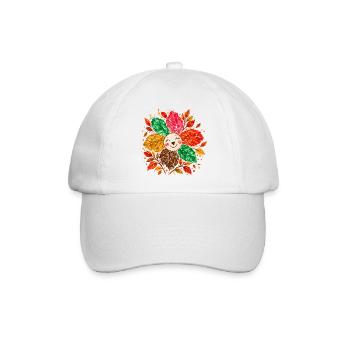 Fröhliche Herbstblume – Bunte Blattblütenblätter - Baseballkappe - Weiß/Weiß - Vorne