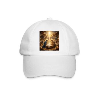 Jesus, katholisch, Krippe, Beten zu Jesus, Christ - Baseballkappe - Weiß/Weiß - Vorne