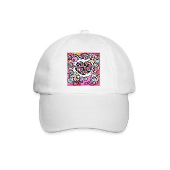 Auffällige rosa Herzen - Baseballkappe - Weiß/Weiß - Vorne
