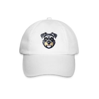 Schnauzer-Hundekopf-Miniaturen - Baseballkappe - Weiß/Weiß - Vorne