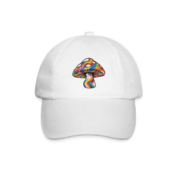 Psychedelischer Regenbogenpilz - Baseballkappe - Weiß/Weiß - Vorne