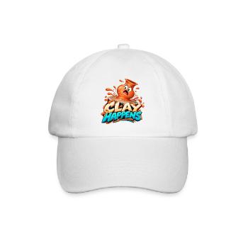 Clay Happens – Tonkunst Humor Shirt - Baseballkappe - Weiß/Weiß - Vorne
