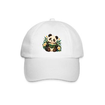 Panda-Leser unter Blumen - Baseballkappe - Weiß/Weiß - Vorne