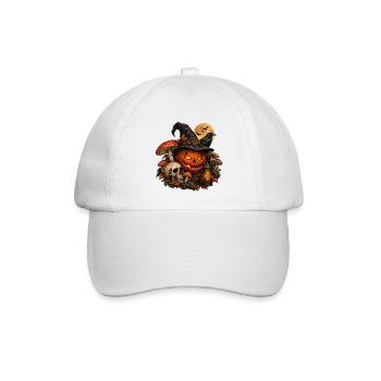 Dunkle Magie: Exklusives Halloween-Design - Baseballkappe - Weiß/Weiß - Vorne