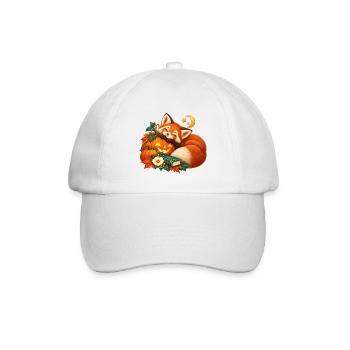Glücklicher Fuchs zwischen Kürbissen und Sternen - Baseballkappe - Weiß/Weiß - Vorne