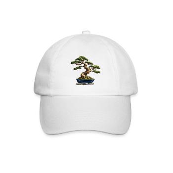 Windgepeitschter Bonsai in einem Indigo-Topf - Baseballkappe - Weiß/Weiß - Vorne