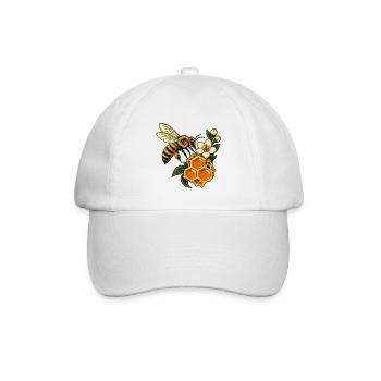 Honigbienen- und Wabenblüte - Baseballkappe - Weiß/Weiß - Vorne