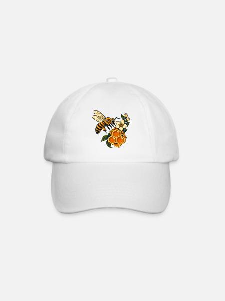 Honigbienen- und Wabenblüte - Baseballkappe - Weiß/Weiß