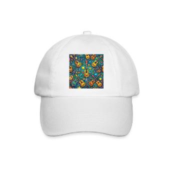 Psychedelische Gitarre Im 60er Hippie Stil - Baseballkappe - Weiß/Weiß - Vorne