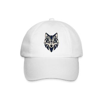 Geometrischer Wolf Kopf Dreiecke Vektor Shirt - Baseballkappe - Weiß/Weiß - Vorne